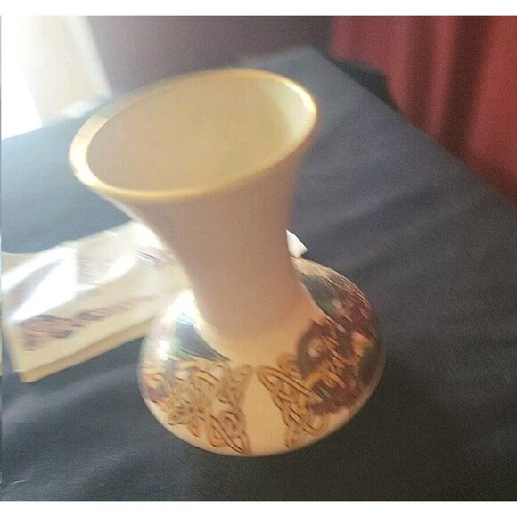 CRE Irish Porcelain 4” Celtic Bud Vase Galway Signed J McCaul Vintage 3 3/4” - Picture 6 of 9